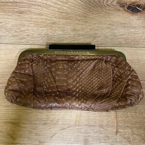 BCBGMaxAzria Snakeskin Print Clutch Brown BCBG